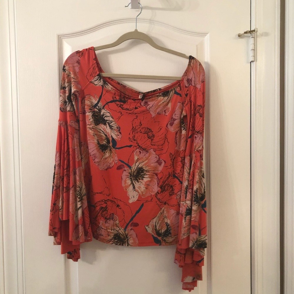 Free People Red Long Sleeve Top
